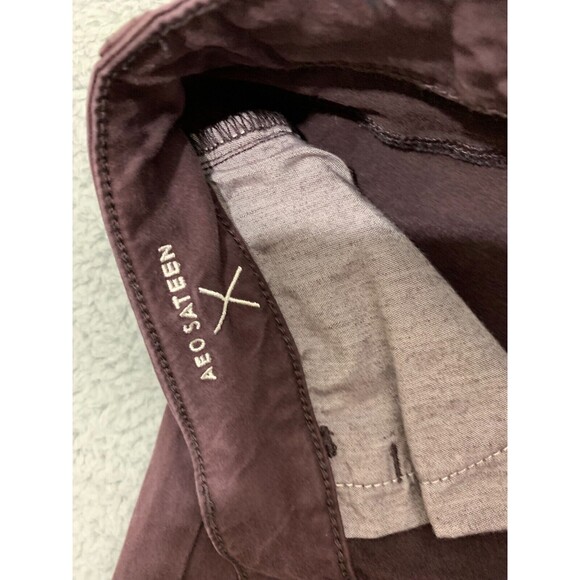 American Eagle Outfitters Maroon Leggings Jeggings 0 Regular Standard Sateen - Picture 7 of 12